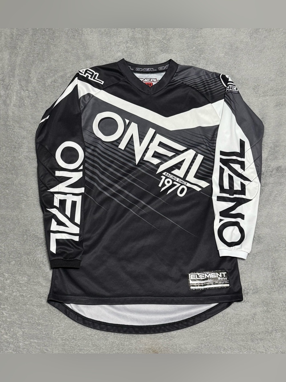O’Neal Element Motocross Jersey Mens M Black White MX Racing Logo Long Sleeve MX